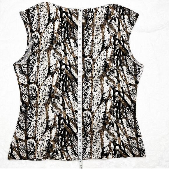 STYLE & CO Brown Neutral Snake Animal Print Tank Sleeveless Ruched Top XL - Picture 6 of 7